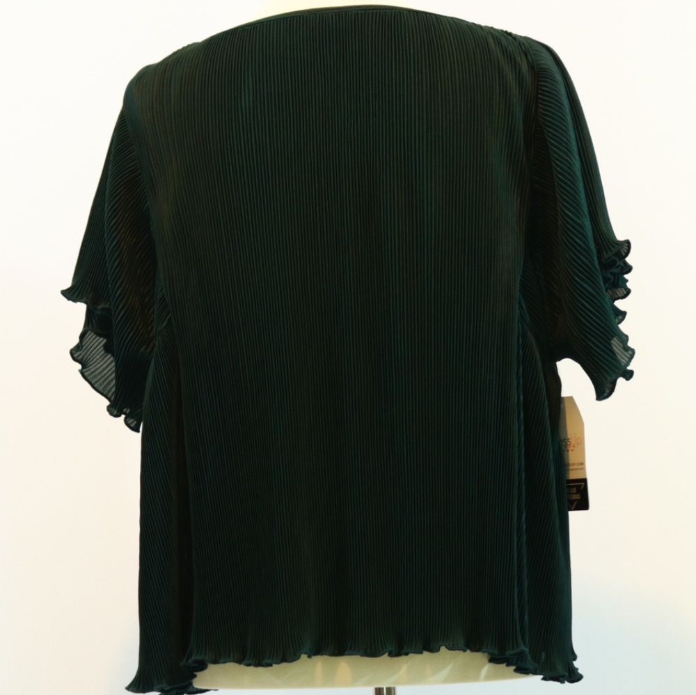 Lumiere Hunter Green Mini Accordion Pleated Top - Picture 6 of 8